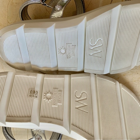 Stuart Weitzman Crystal Ball Embellished Sandals in Silver Size 9 - Picture 7 of 12